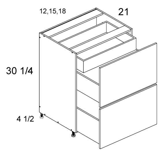 Two Drawer with One Inner Drawer Vanity Base