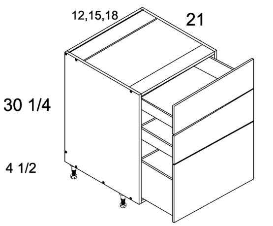 Three Drawer Vanity Base