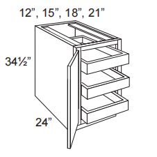 1 Door Base Cabinet With 3 Roll Out Tray