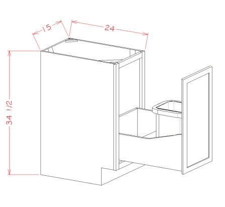 Full Height Door Base Kit With Single Trashcan Pullout