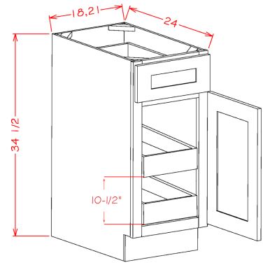 Single Door Single Drawer Two Rollout Shelf Base Kit