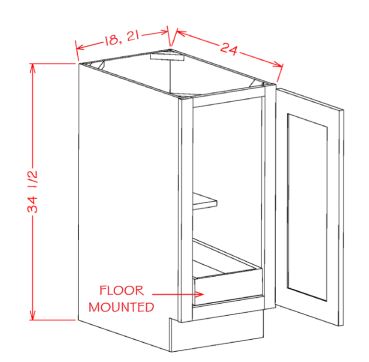 Single Full Height Door One Rollout Shelf Base Kit