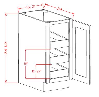 Single Full Height Door Three Rollout Shelf Base Kit
