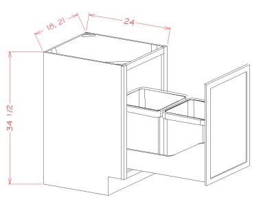 Full Height Door Base Kit With Double Trashcan Pullout