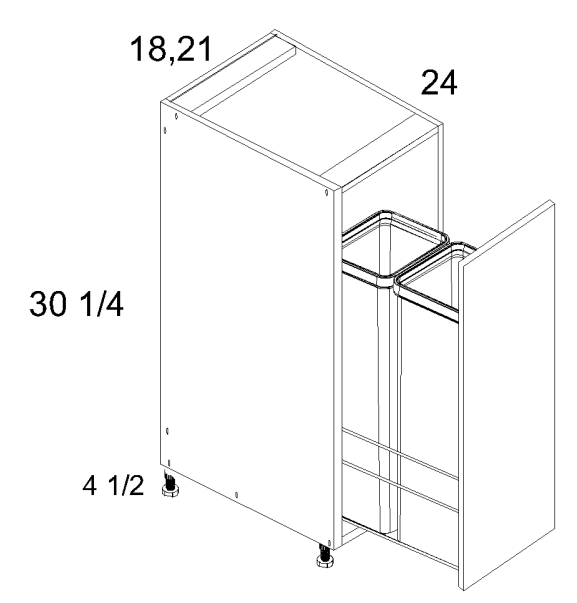 Full Height Double Trashcan Base Cabinet