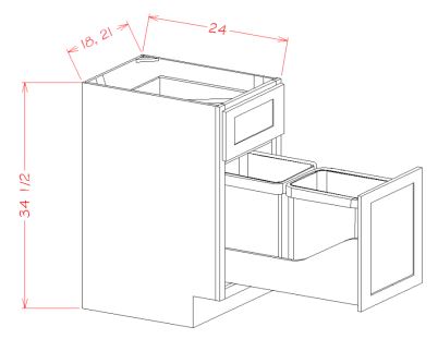 Single Door Single Drawer Base Kit With Double Trashcan Pullout