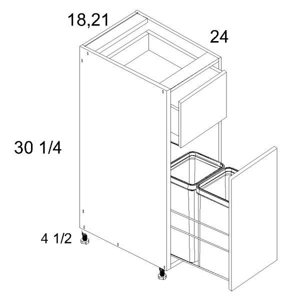Base Cabinet with Double Trashcan