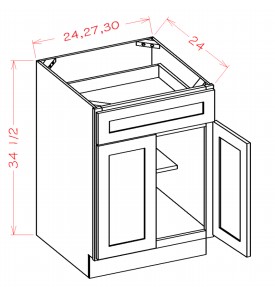 SW-SB30 - Sink Base - 30 inch - Shaker White Base Cabinets