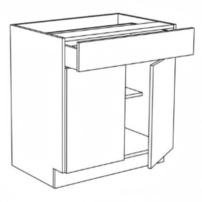 Base Cabinet with Single Drawer Double Doors and Single Shelf
