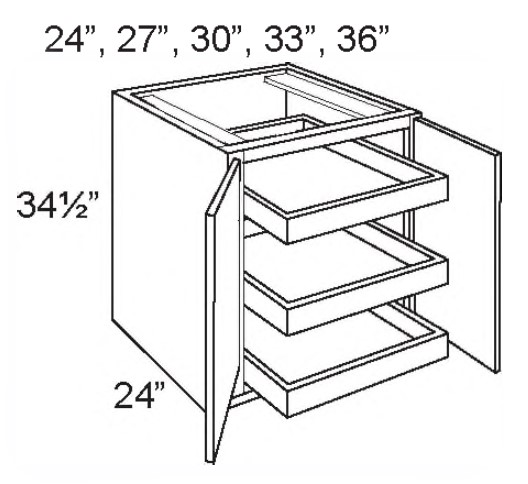 Base Full Height Double Door Cabinet With 3 Roullout Tray