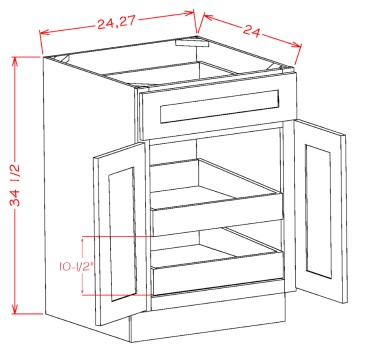 Double Door Single Drawer Two Rollout Shelf Base Kit