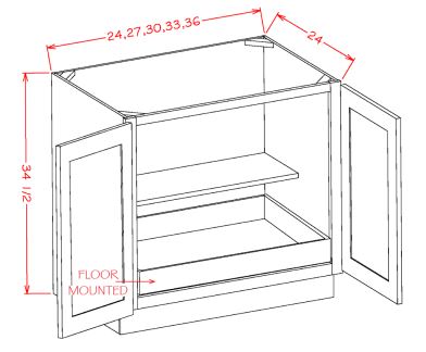 Double Full Height Door One Rollout Shelf Base Kit