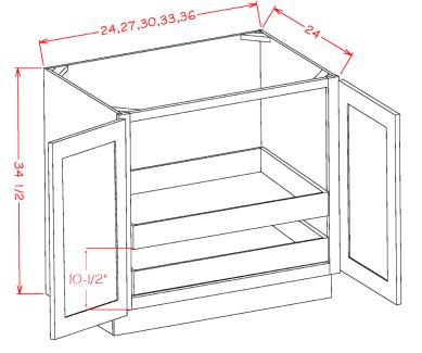 Double Full Height Door Two Rollout Shelf Base Kit