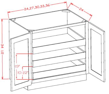 Double Full Height Door Three Rollout Shelf Base Kit