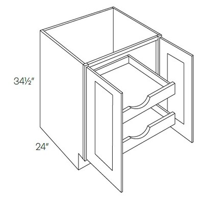 Full Height 2 Drawer Double Doors Base Cabinet With 2 POS