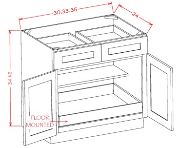 Double Door Double Drawer One Rollout Shelf Base Kit