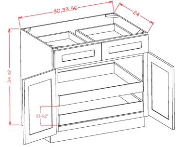 Double Door Double Drawer Two Rollout Shelf Base Kit