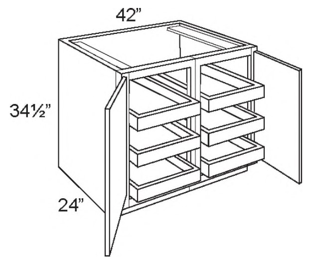 Base Full Height Double Door Cabinet With 6 Roullout Tray
