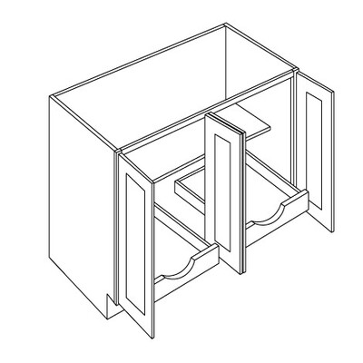 Full Height 2 Drawer Four Doors Base Cabinet With 2 POS