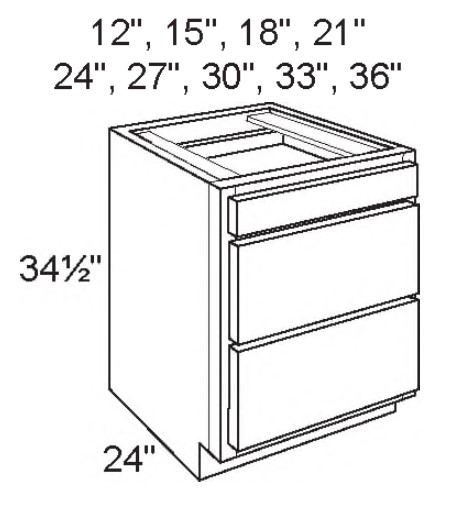 3 Drawer Base Cabinets