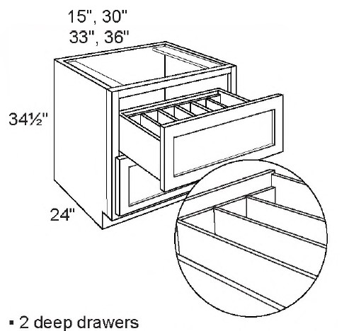 Multi-Storage 2 Drawer Base Cabinets
