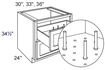 2 Deep Drawers Base Cabinet With 1 Dish Organizer