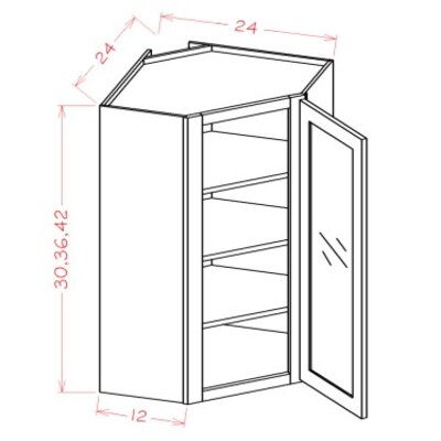 Wall Corner Cabinets - Routed for Glass (with Finished Interior)