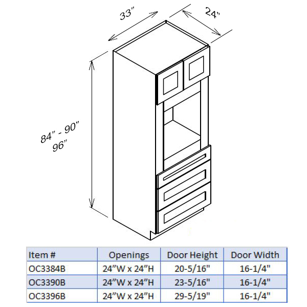 Oven Cabinets - 2 Door 3 Drawer
