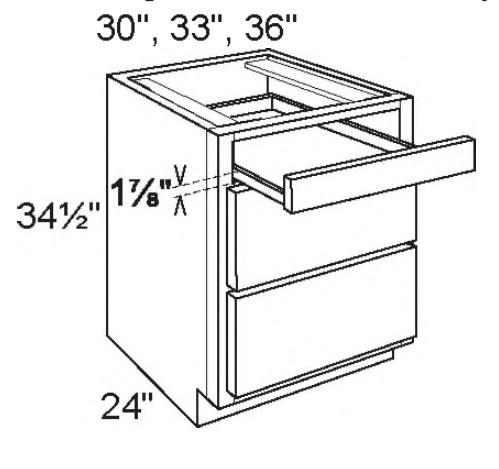 Three Drawer Range Base Cabinet