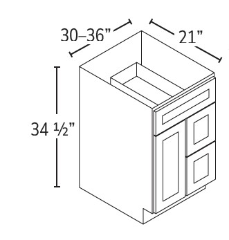 Single Door Double Drawer Sink Base Vanities-Left