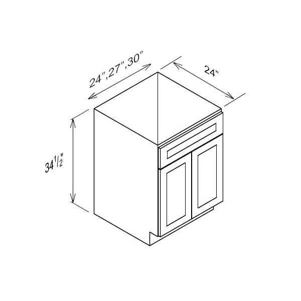 Double Door Single Drawer Sink Base