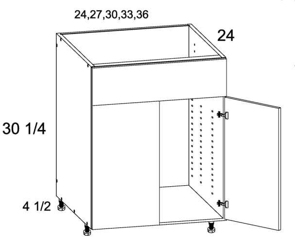 Two Door Single False Drawer Front Sink Base