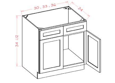 Double Door Double Drawer Front Sink Base Cabinet
