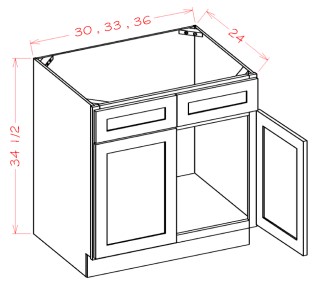 Double Door Double Drawer Front Sink Base Cabinet