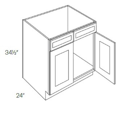 2 Drawer Front Double Doors Sink Base Cabinet