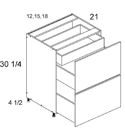 Two Drawer with One Inner Drawer Vanity Base