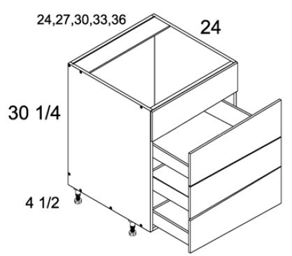 Three Drawer with False Front Range Base