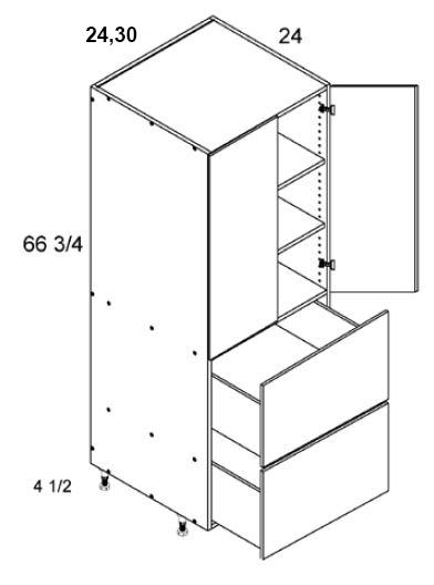 Tall Two Drawer Two Door Utility