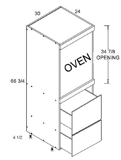 Tall One Oven with Two Drawer Utility