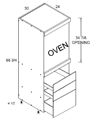 Tall One Oven with Three Drawer Utility