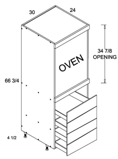 Tall One Oven with Four Drawer Utility