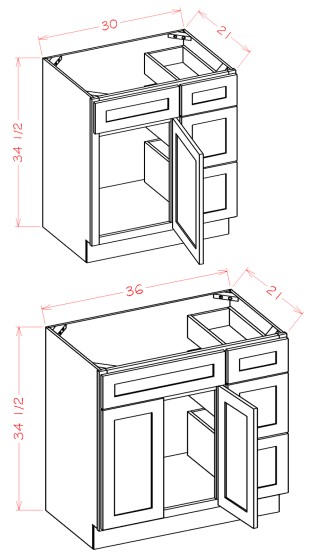 Vanity Combo Bases-Drawers Right