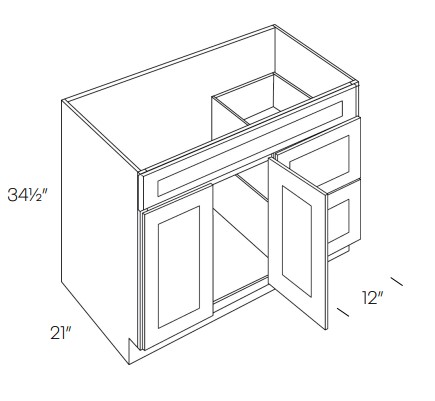 2 Door 2 Drawer Vanity Sink Base Cabinet