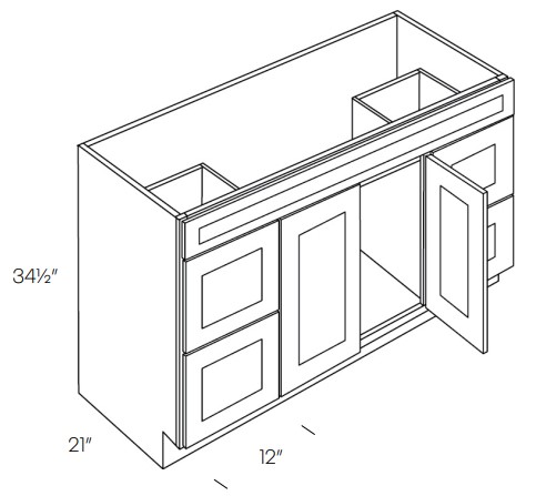 2 Door & Drawer Vanity Sink Base Cabinets