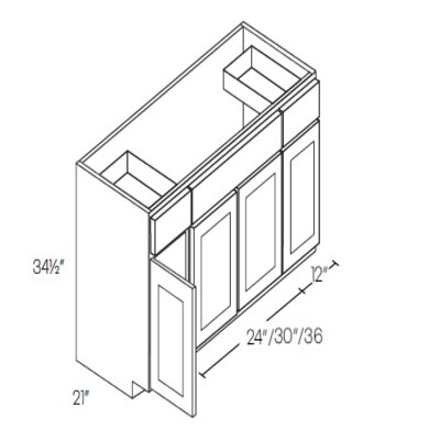 Single Door 2 Drawer Vanity Sink Base Cabinet