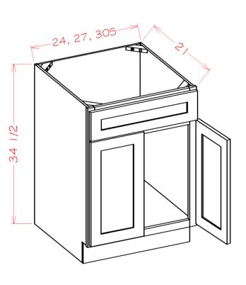 Vanity Sink Bases-Double Door Single Drawer Front