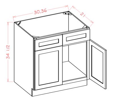 Vanity Sink Bases-Double Door Double Drawer Front
