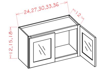 Glass Door Wall Stacker Cabinets - Double Door