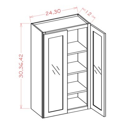 Double Door Wall Cabinets - Routed for Glass (with Finished Interior)