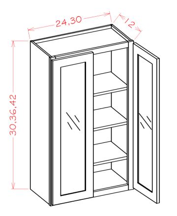 Glass Door Wall Cabinets - Double Door